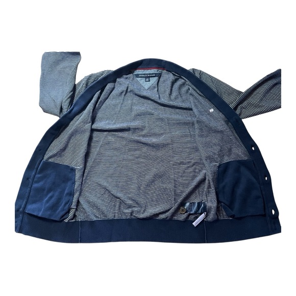 Tommy Hilfiger Sweater Adult Small Blue Cardigan Knit Pockets Striped Mens - Picture 7 of 12